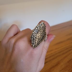 NWOT Silver Rhinestone Ring with Stretch Band
